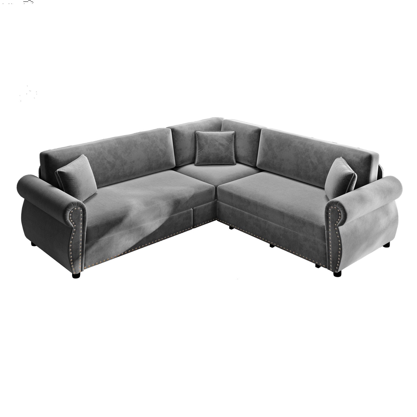 L-Shaped Sofa Couch With Pull-Out Bed Home Essentials