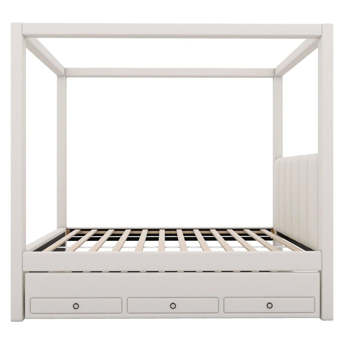 Upholstery Canopy Platform Bed With Trundle And Three Storage Drawers Dreamland