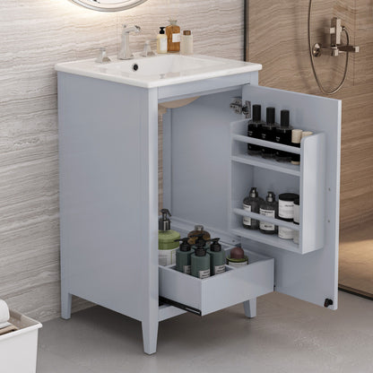 Modern Bathroom Vanity With Sink, Functional Drawer, Soft- Closing Door Noble House