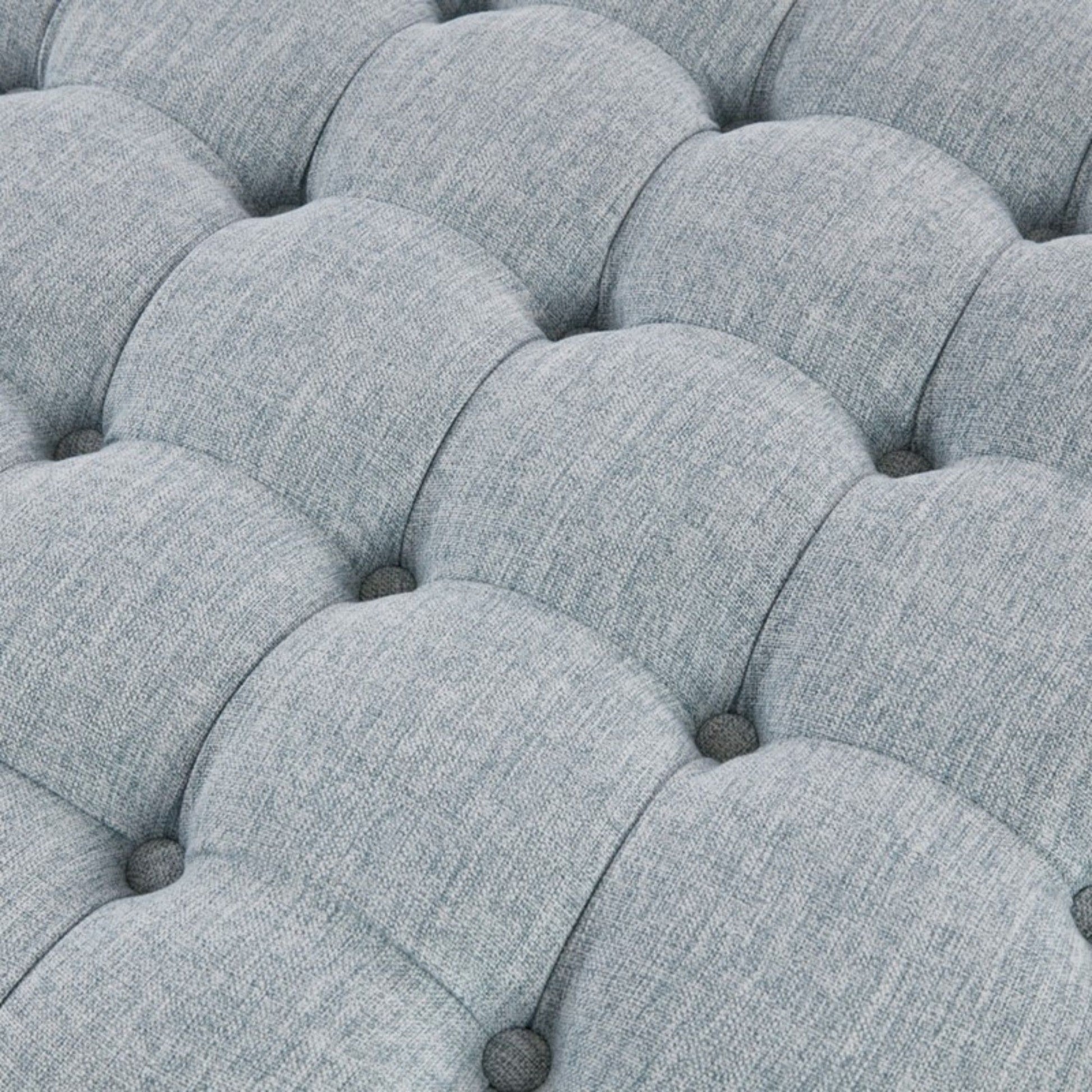 Skirted Tufted Round Ottoman With Button Top - Gray JLA