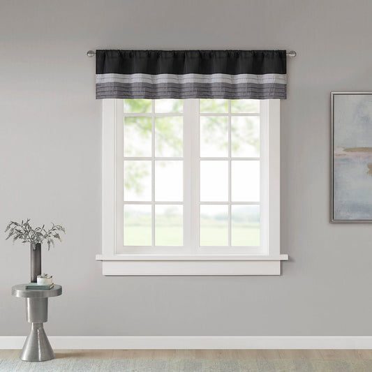 Amherst - Polyoni Pintuck Window Valance - Black