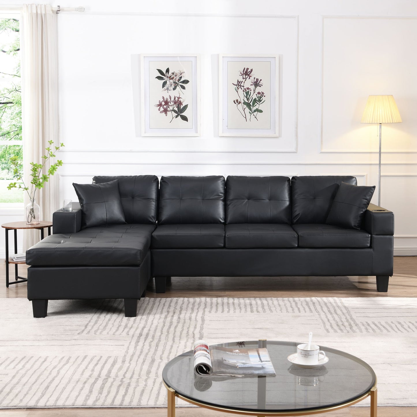 Modern Sectional Sofa Set With Chaise Lounge And Cup Holder Home Essentials