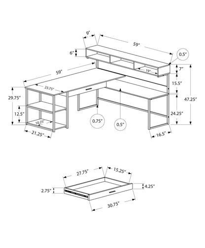 Computer Desk, Home Office, Corner, Storage Drawers, L Shape, Laptop, Contemporary & Modern 8th Street