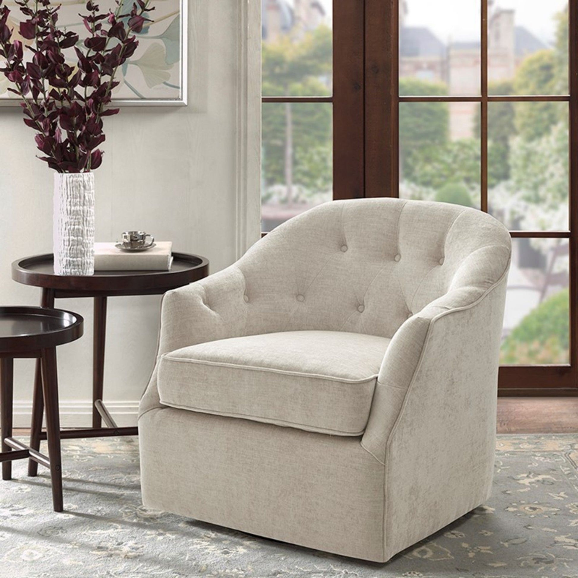 Calvin - Swivel Chair With 360 Degree Rotation - Beige JLA