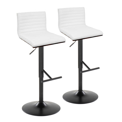 Mason - Contemporary Adjustable Barstool With Swivel With Straight T Footrest (Set of 2) Lumi Source