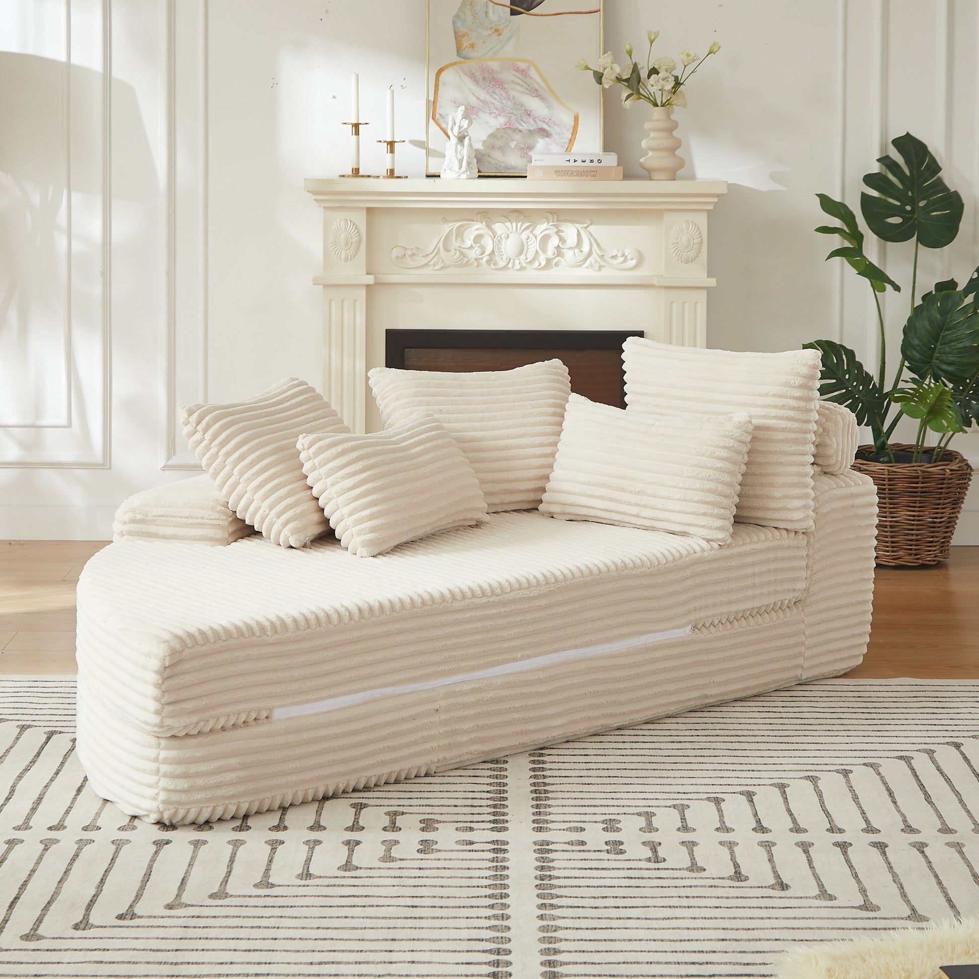 Semi Circular 2 In 1 Sofa Bed With Neck Pillow And Throw Pillows Home Essentials