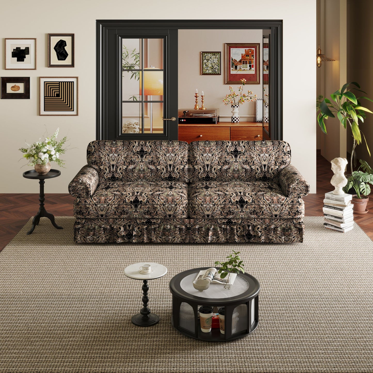 Luxuriously Comfortable Cloud Couch Sofa With Elegant Rolled Arms & Pleated Skirt Design Home Essentials