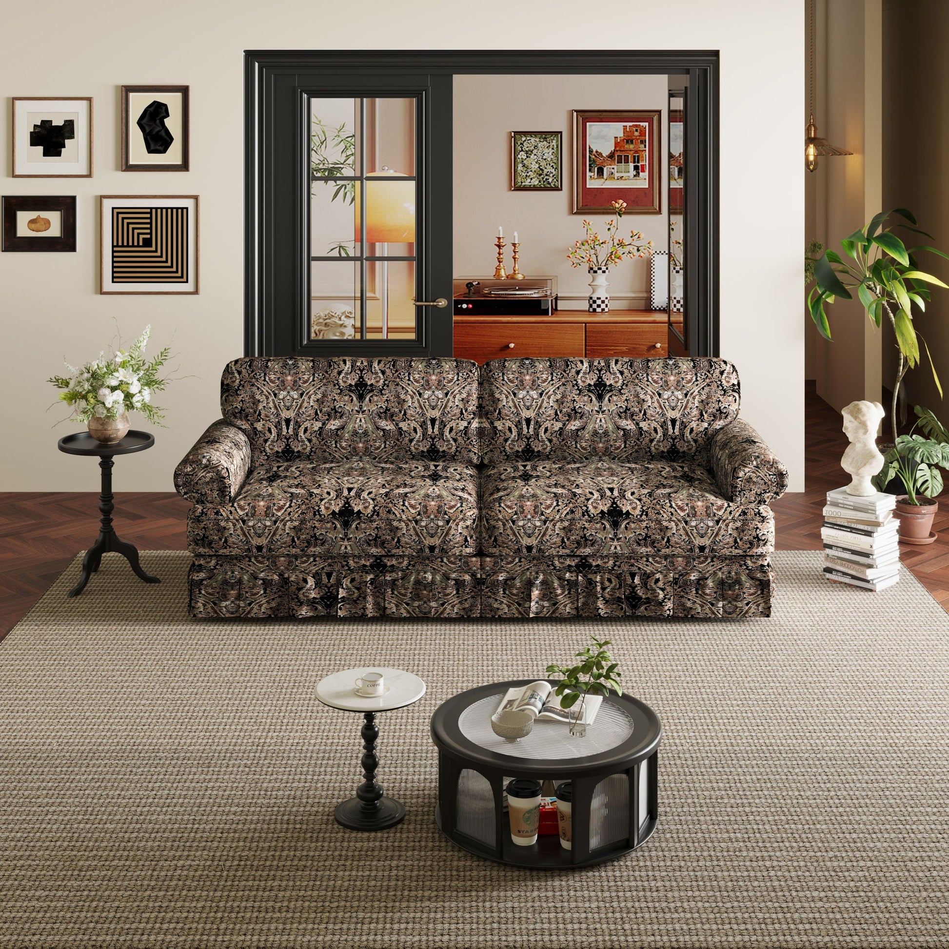 Luxuriously Comfortable Cloud Couch Sofa With Elegant Rolled Arms & Pleated Skirt Design Home Essentials