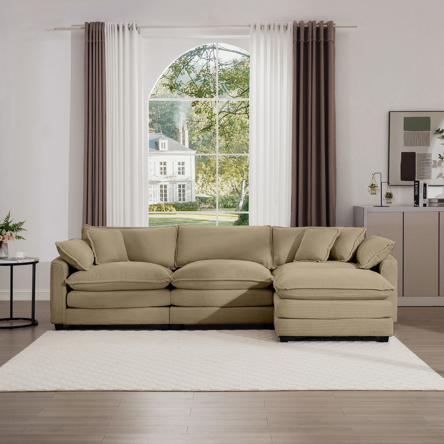 Modern Oversized Modular Cushion Sofa With Ottoman, Low Back, Deep Seating Sofa Set Home Essentials