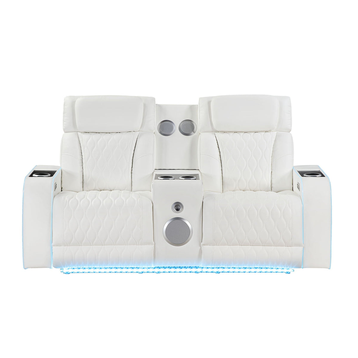 Electra - Power Reclining Loveseat With Power Headrests, Console, Speakers, Massage, LED Lighting And USB Control Matrix Furniture Group