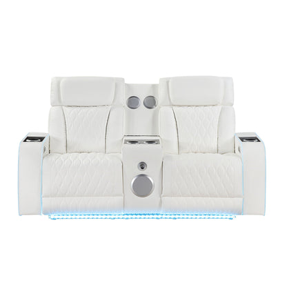 Electra - Power Reclining Loveseat With Power Headrests, Console, Speakers, Massage, LED Lighting And USB Control Matrix Furniture Group