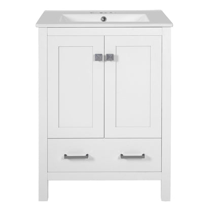 Bathroom Vanity With Integrated Undermount Ceramic Sink, 2 Doors And 1 Drawer, Soft Close Hinges Hearth and Haven