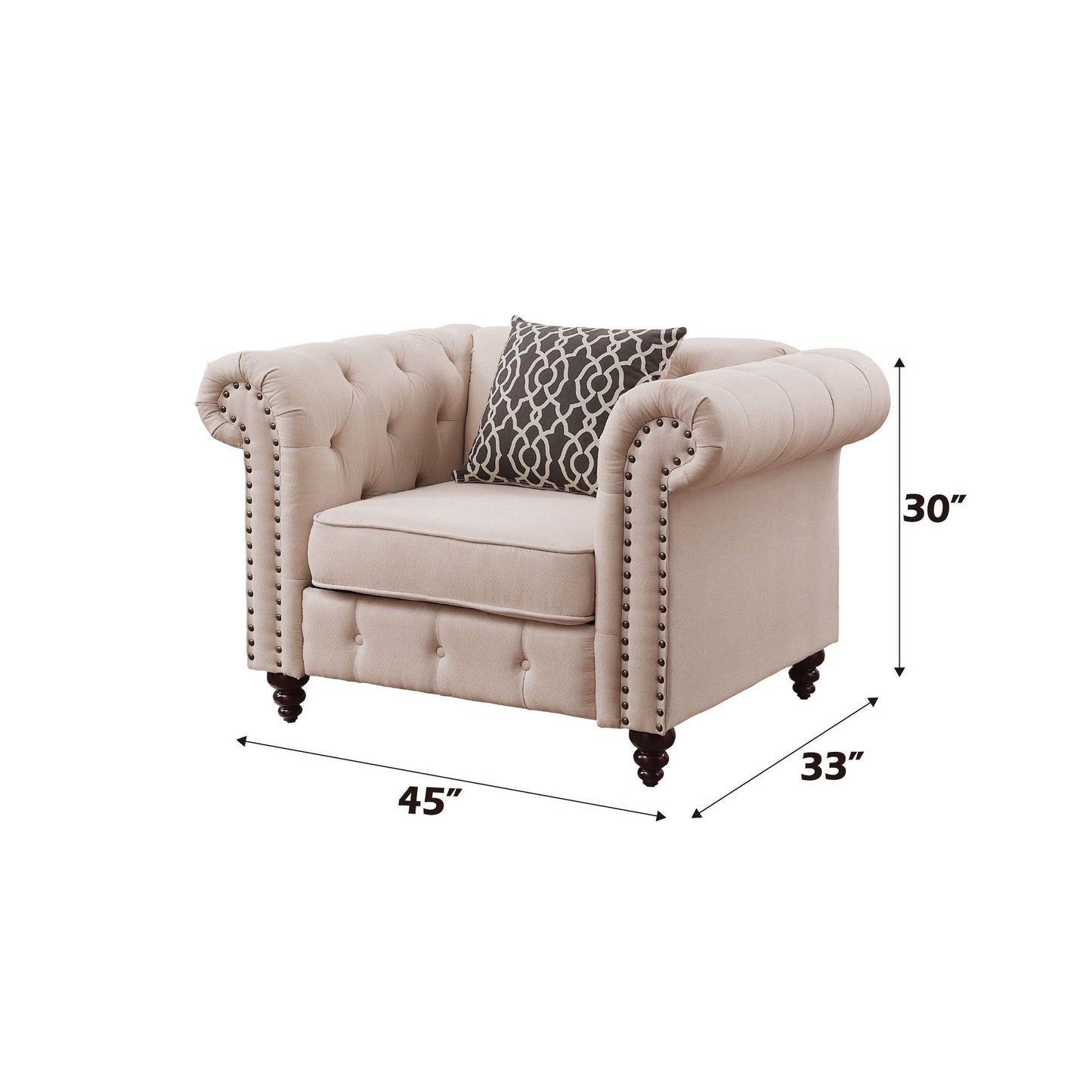 Aurelia - Linen Chair With Pillow - Beige Acme