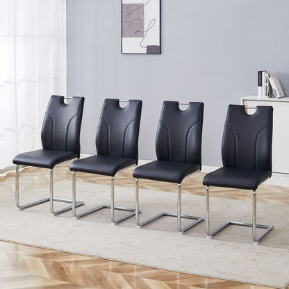 Light Luxury Bow Shaped Chairs With Electroplated Metal Legs, Sun And Stain Resistant, Dining Room And Living Room Set - Black Home Essentials