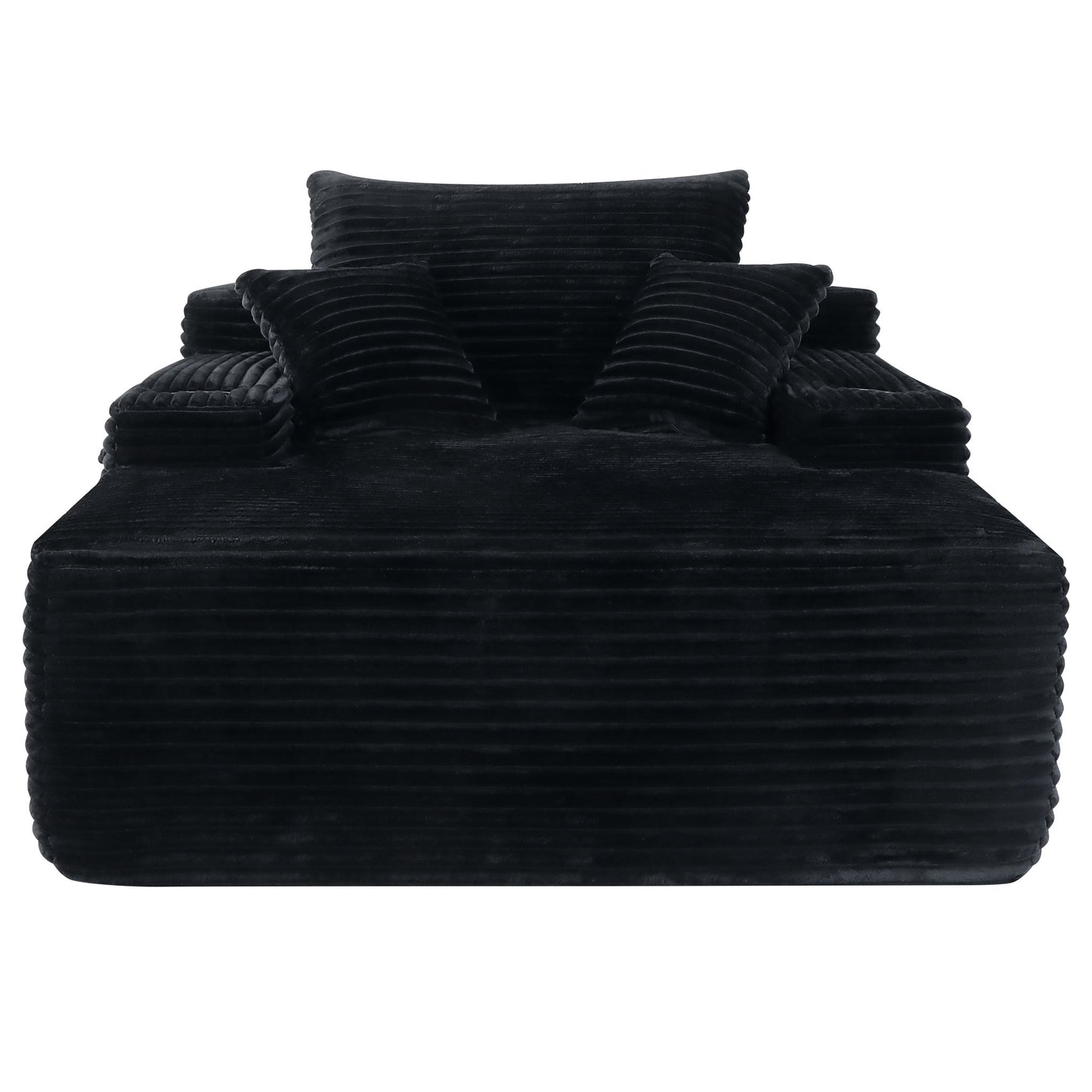 Convertible Chaise Lounge Chair & Wide Armrest & Throw Pillows - Black Home Essentials