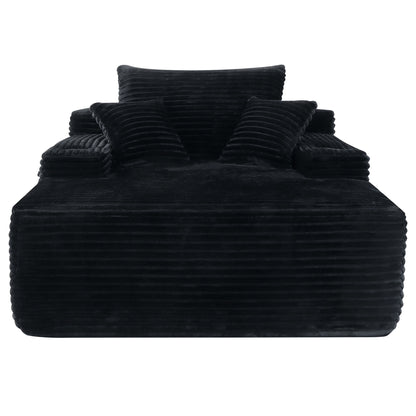 Convertible Chaise Lounge Chair & Wide Armrest & Throw Pillows - Black Home Essentials