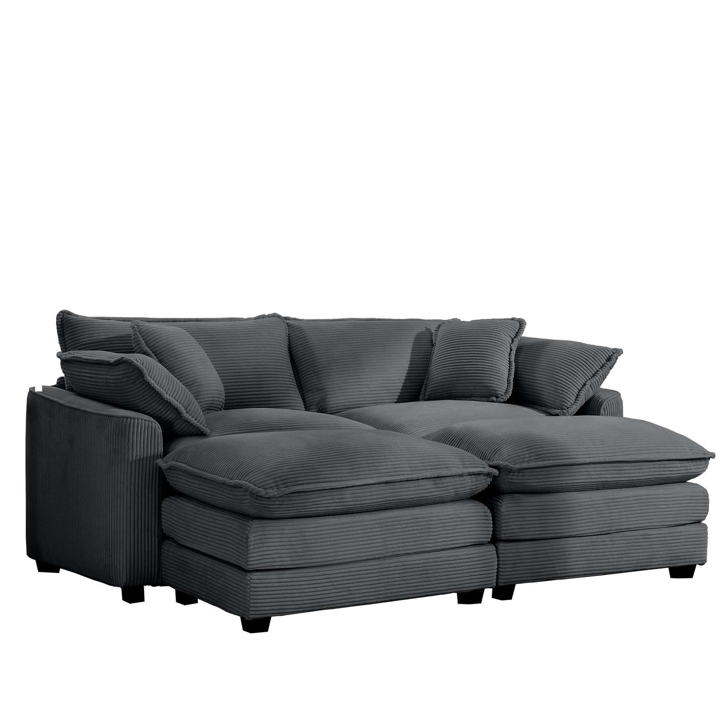 Modern Oversized Modular Cushion Sofa With Ottoman, Low Back, Deep Seating Sofa Set Home Essentials