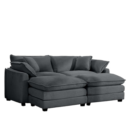 Modern Oversized Modular Cushion Sofa With Ottoman, Low Back, Deep Seating Sofa Set Home Essentials