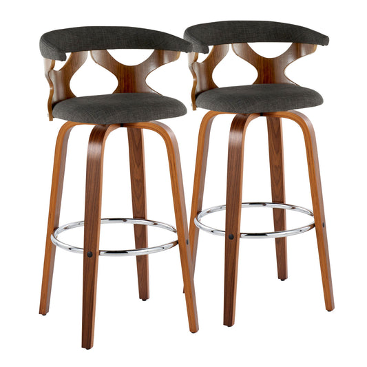 Gardenia - Mid Century Modern Fixed Height Barstool With Swivel With Round Footrest (Set of 2) Lumi Source