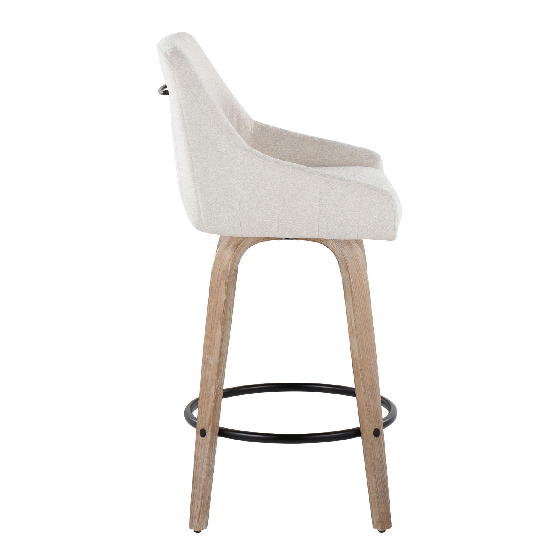 Hannah - Transitional Fixed Height Counter Stool With Swivel With Round Footrest (Set of 2) Lumi Source