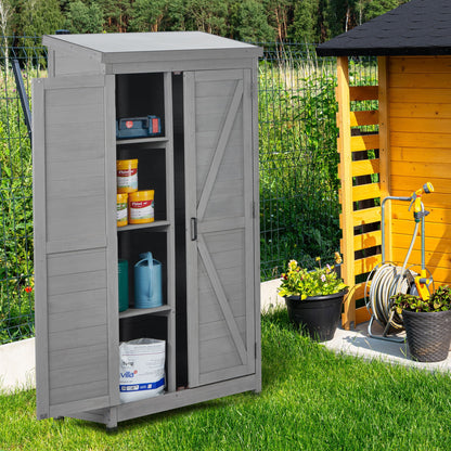 Wood Outdoor Storage Cabinet With Metal Top Garden Shed For Yard And Patio - Gray Daily Nest