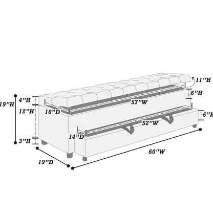Storage Ottoman With Tufted Seat And Underseat Drawer Home Essentials
