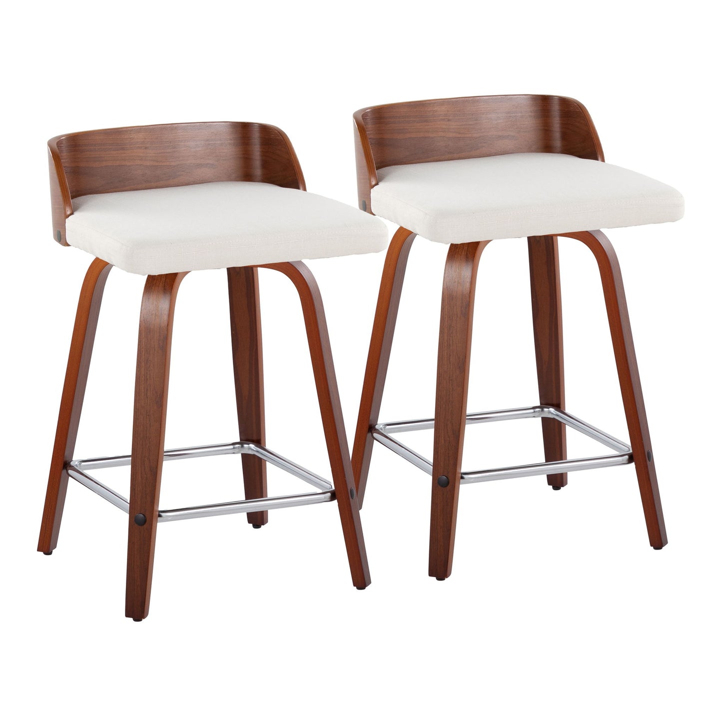 Maya - Mid Century Modern Fixed Height Counter Stool With Swivel With Square Footrest (Set of 2) Lumi Source