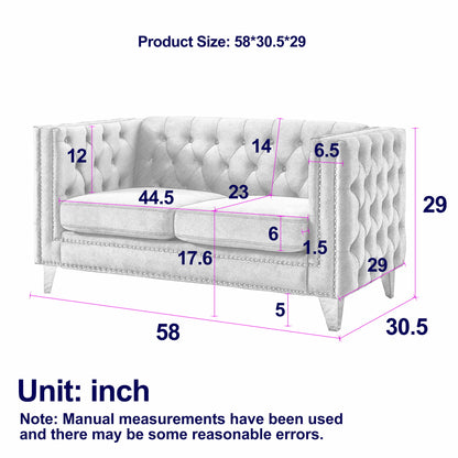 Modern Sofa With Button Tufting, Upholstered Couch For Living Room Home Essentials
