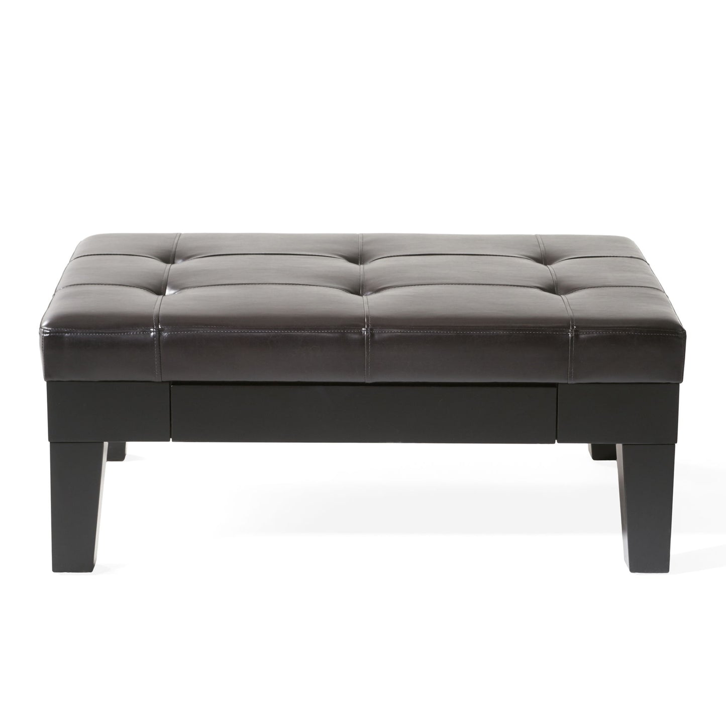 Chatham - Ottoman With Drawer Leather Storage Solution - Dark Coffee Noble House