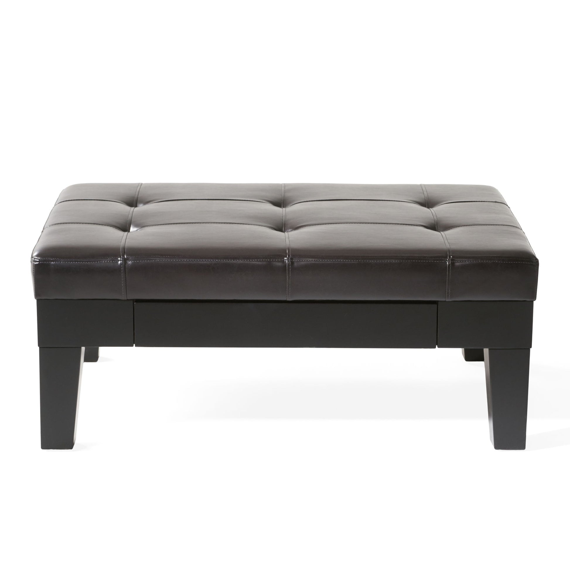 Chatham - Ottoman With Drawer Leather Storage Solution - Dark Coffee Noble House