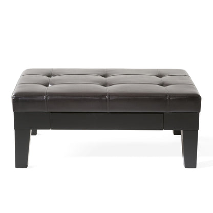 Chatham - Ottoman With Drawer Leather Storage Solution - Dark Coffee Noble House