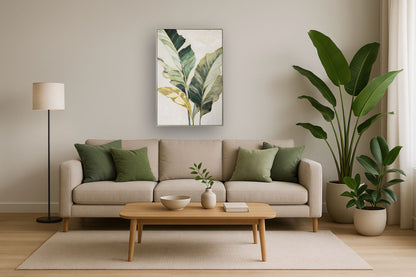 Verdant Gilded Leaves - 33" x 48" Framed Wall Art