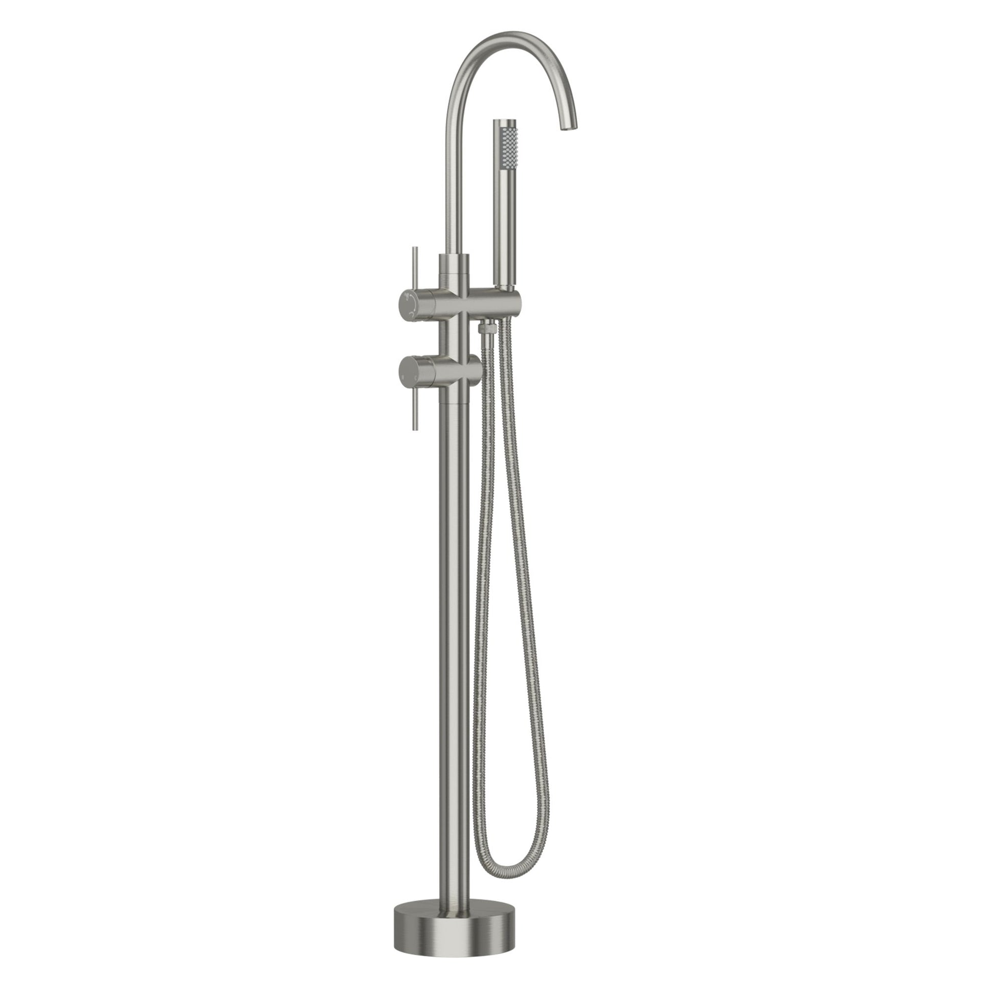 Freestanding Bathtub Faucet Floor Mount Tub Filler With Swivel Gooseneck Spout And Cylinder Handheld Daily Nest
