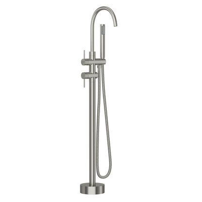 Freestanding Bathtub Faucet Floor Mount Tub Filler With Swivel Gooseneck Spout And Cylinder Handheld Daily Nest