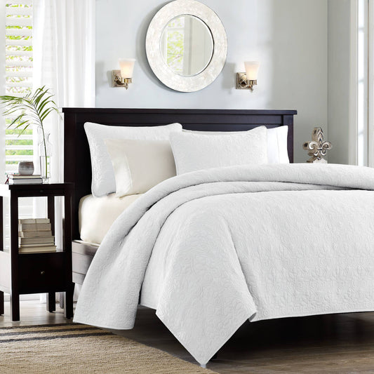 Quebec - King Reversible Coverlet Set - White Madison Park