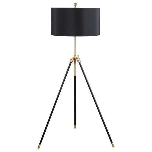 Zabka - Drum Shade Metal Tripod Floor Lamp - Black