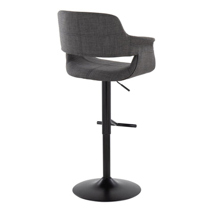 Vintage Flair - Mid Century Modern Adjustable Barstool With Straight T Footrest (Set of 2) Lumi Source