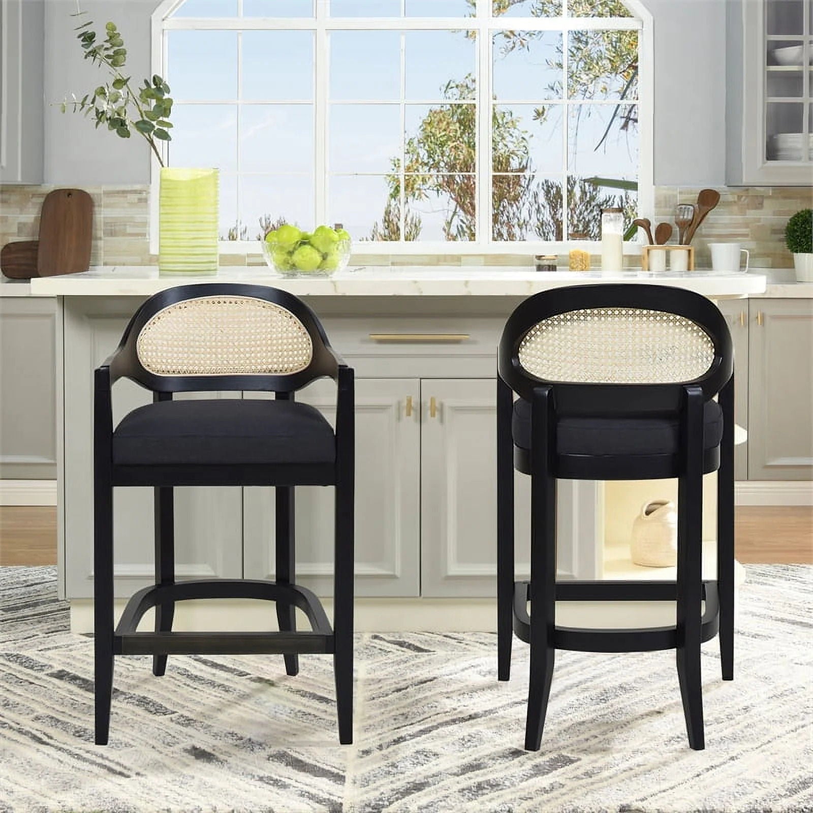 Americana - Mid-Century Modern Cane Back Counter Stool Jennifer Taylor Home