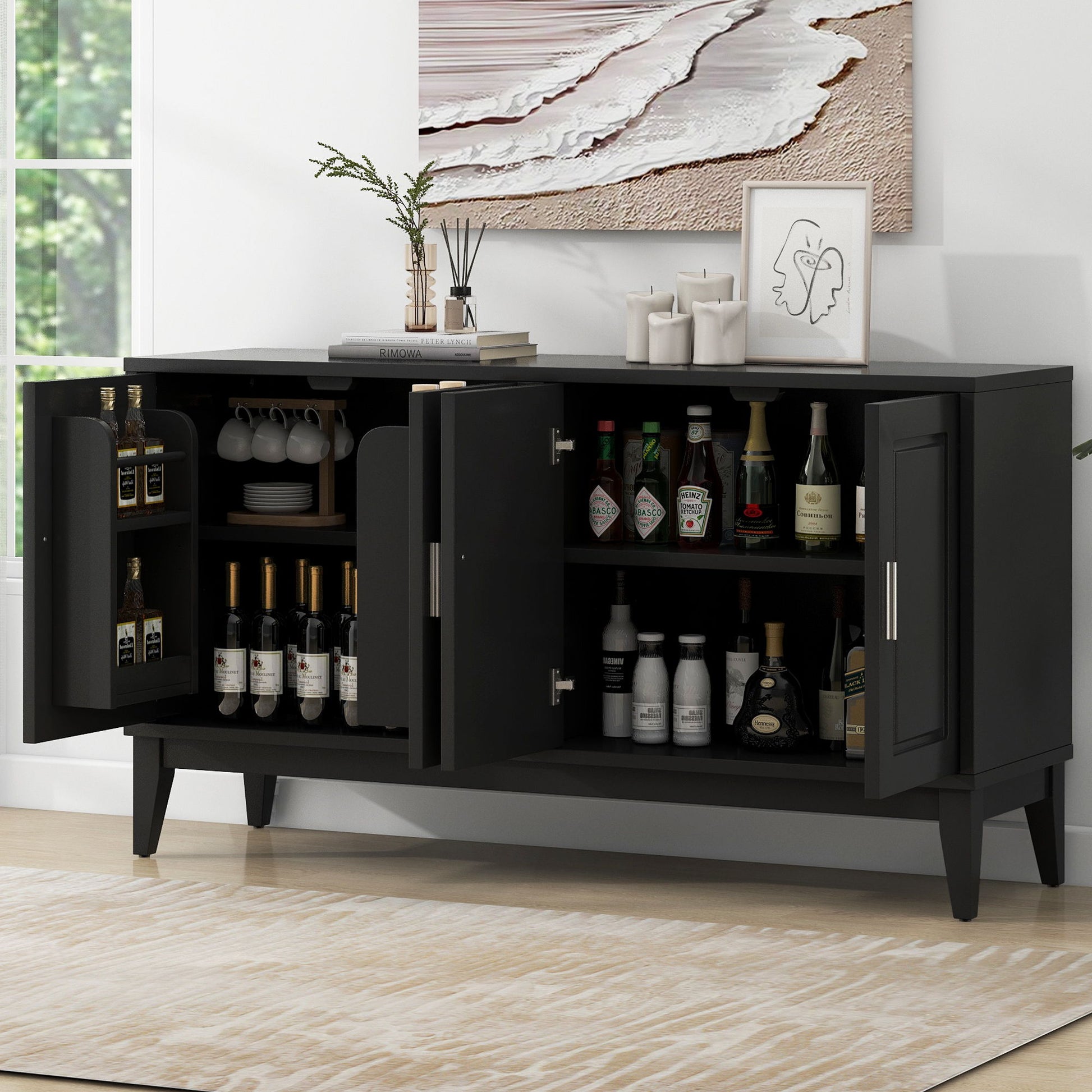 4 Door Sideboard Storage Cabinet With Door Shelf Noble House