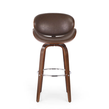 Lumos - Mid Century Modern Upholstered Swivel Barstool Noble House