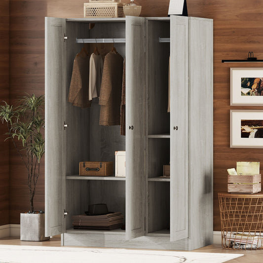 3 Door Shutter Wardrobe With Shelves DreamHaus