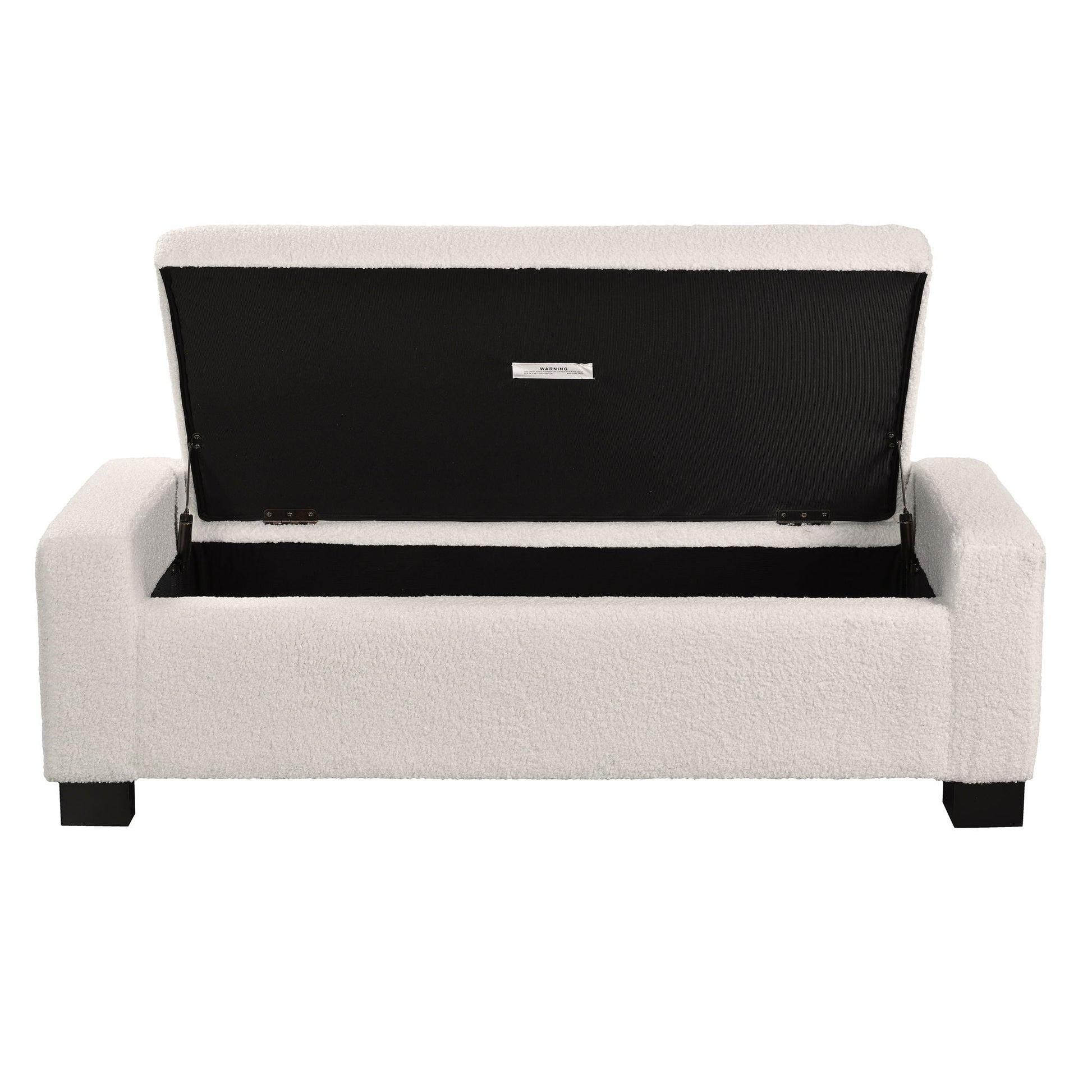 Textured Boucle Ottoman Bench With Hinged Lid For Seating And Storage - Beige Noble House