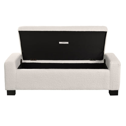 Textured Boucle Ottoman Bench With Hinged Lid For Seating And Storage - Beige Noble House
