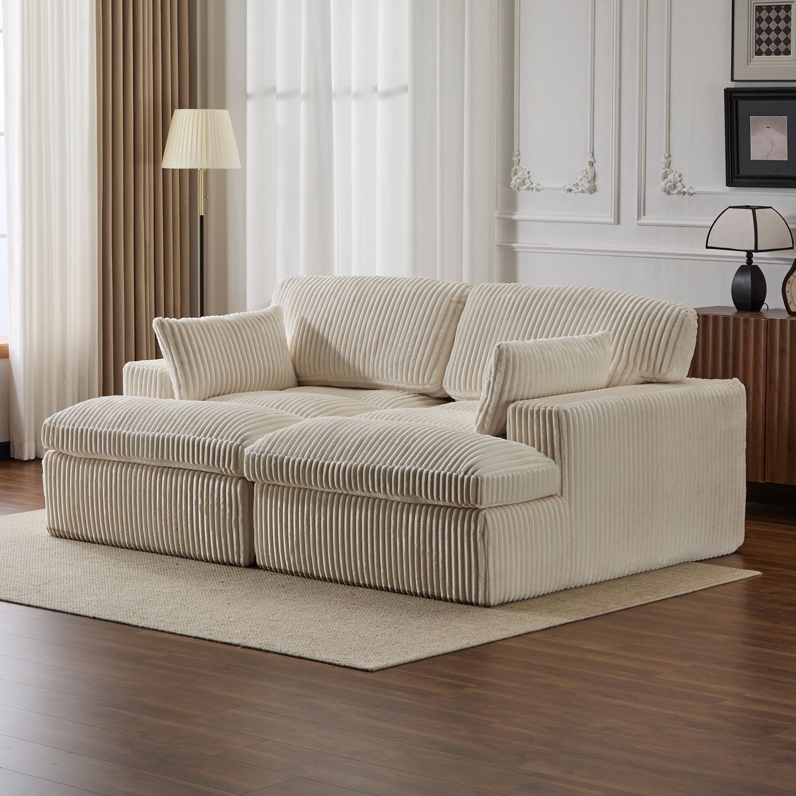 Double Chaise Lounge Chair, Oversized Upholstered Sleeper Cloud Couch Home Essentials
