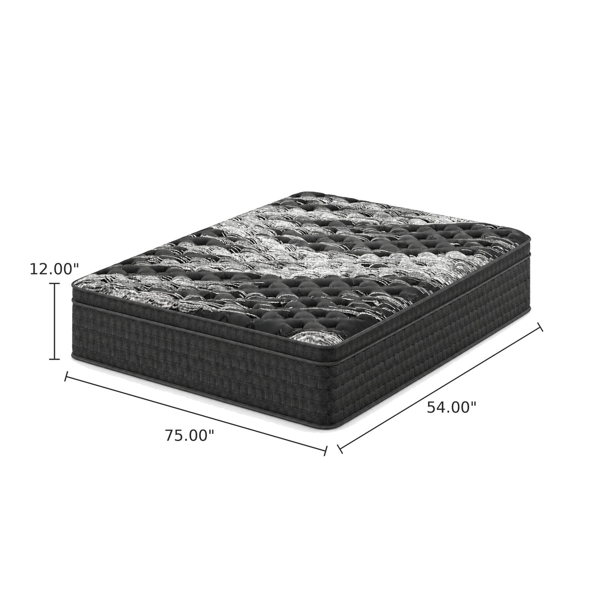 12" Medium Firm Euro Top Hybrid Mattress With Cooling Cover & Individual Coil Support Daily Nest