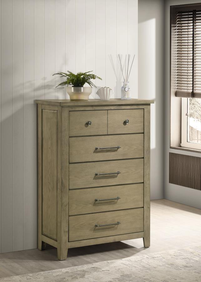 Hazlewood - 5-Drawer Bedroom Chest Of Drawers - Vineyard Oak Coaster Fine Furniture