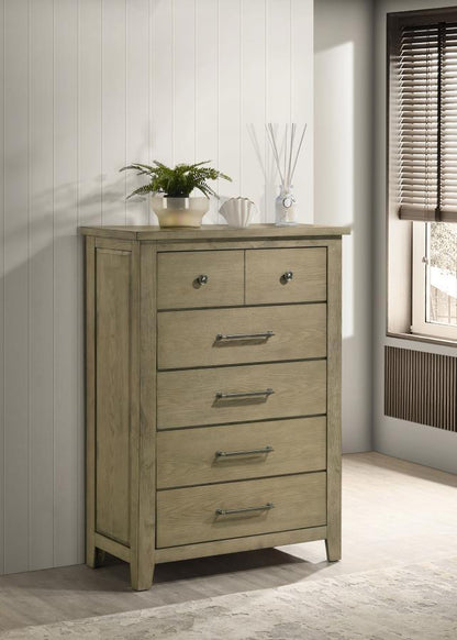 Hazlewood - 5-Drawer Bedroom Chest Of Drawers - Vineyard Oak Coaster Fine Furniture