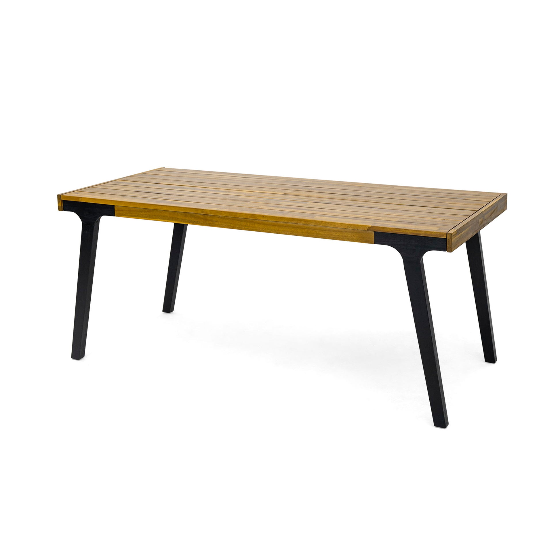 Acacia Wood Patio Dining Table, 69"L Rectangle Outdoor Table - Teak / Black Noble House