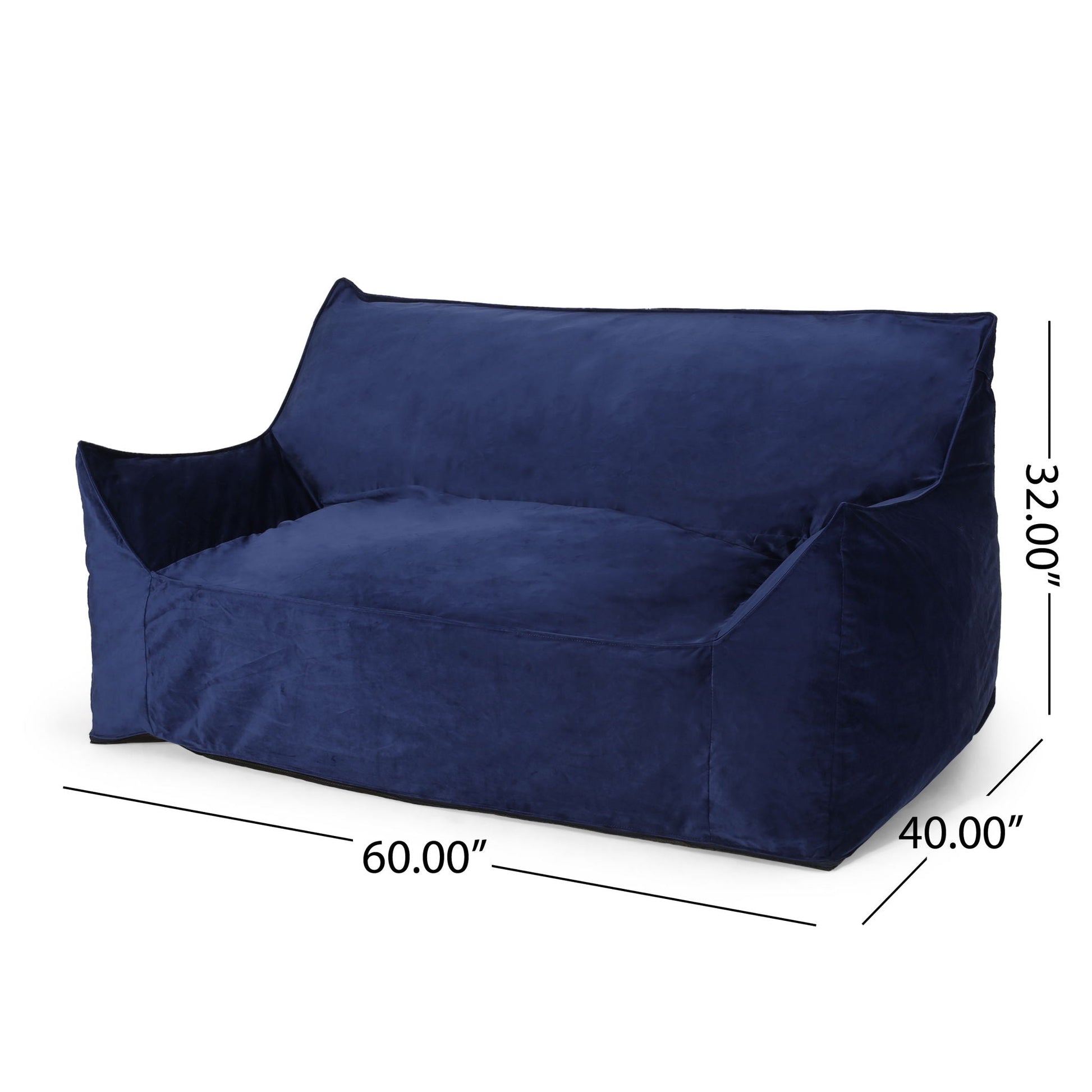 Fila - Velveteen Oversized Seater Bean Bag Chair With Armrests Home Essentials