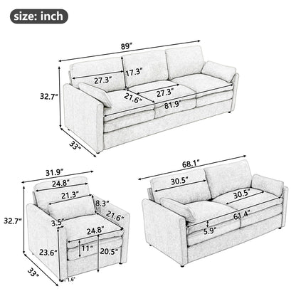 Cozy Sofa Set Oversized Comfy Cloud Sofa With Double Cushion Hearth and Haven